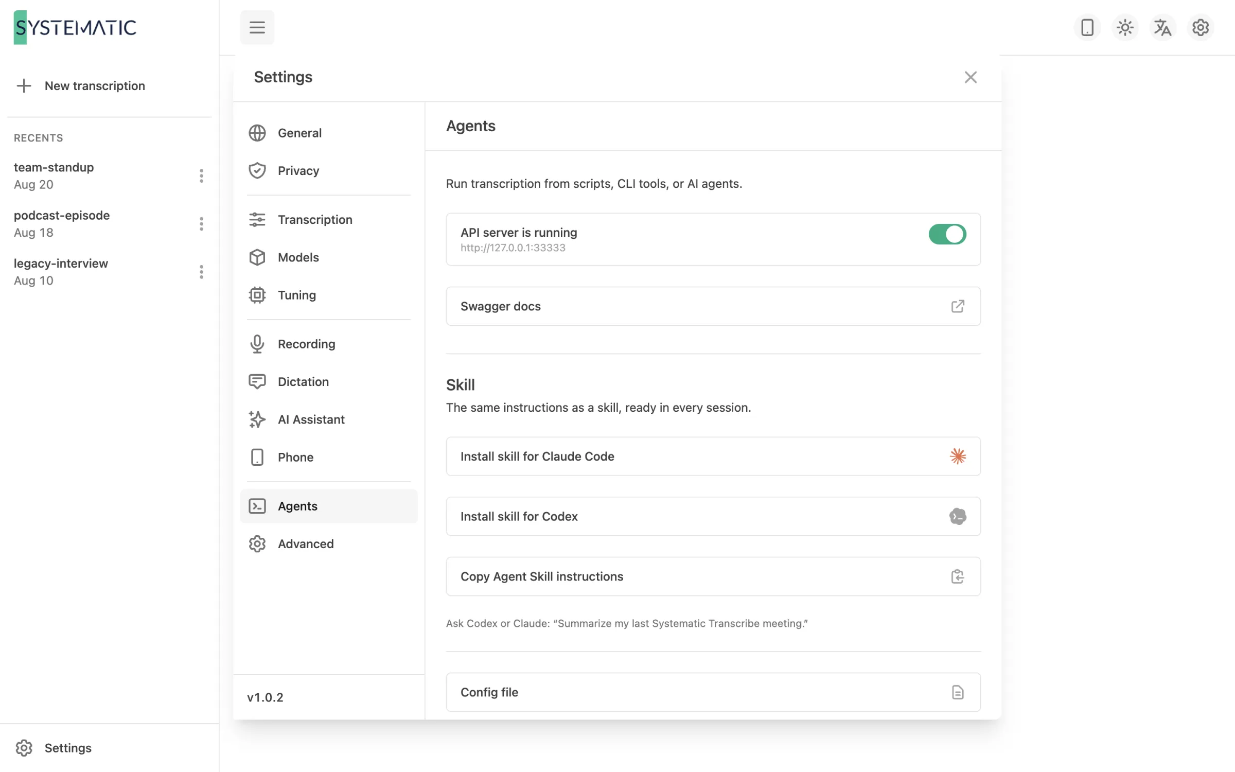 Connect it to Claude, Codex and your own tools
