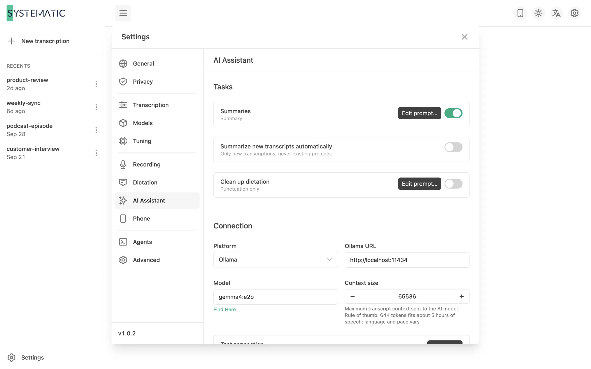 Your models, your settings